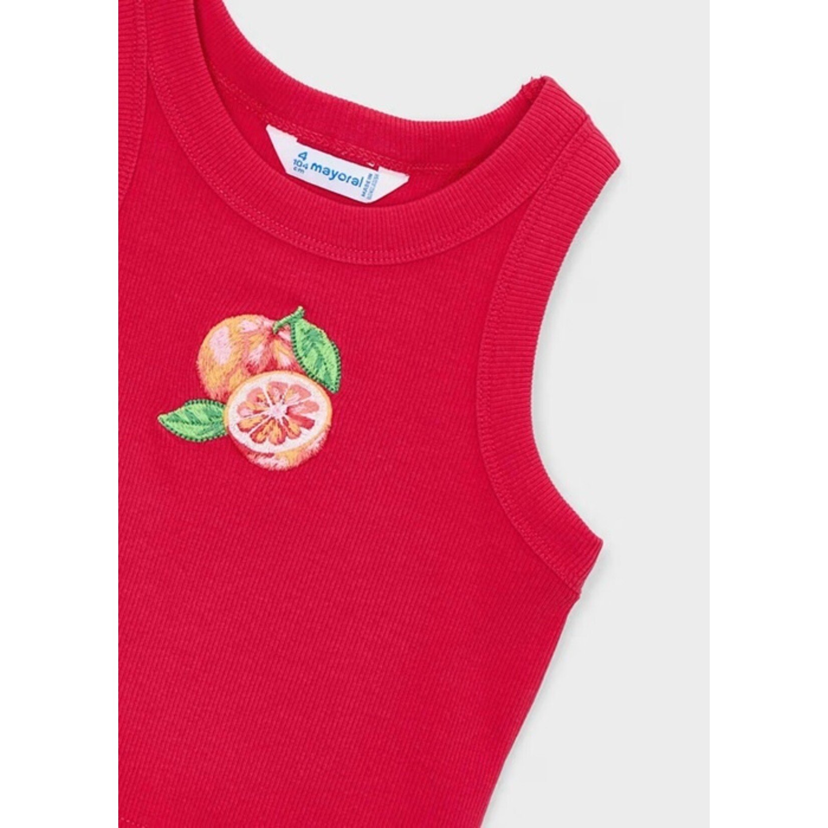 Mayoral MAYORAL - Red ribbed tank top with blood orange print