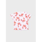 Mayoral MAYORAL - White T-shirt with crab pattern and ruffled sleeves