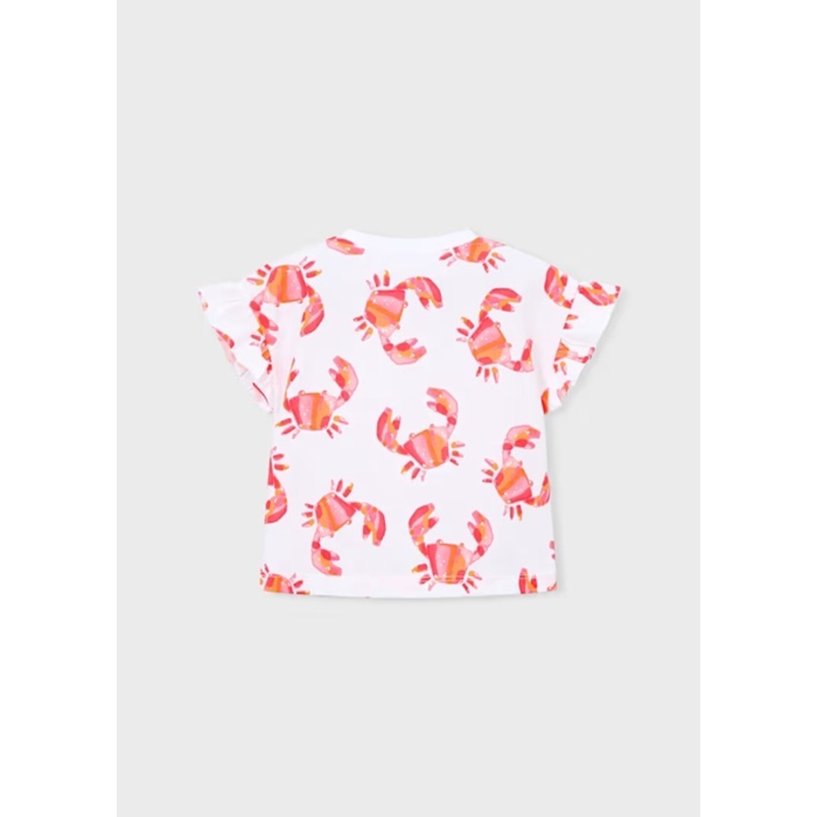 Mayoral MAYORAL - T-shirt blanc à motifs de crabes et manches à volants