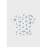 Mayoral MAYORAL - White short-sleeved polo shirt with blue and yellow fish print