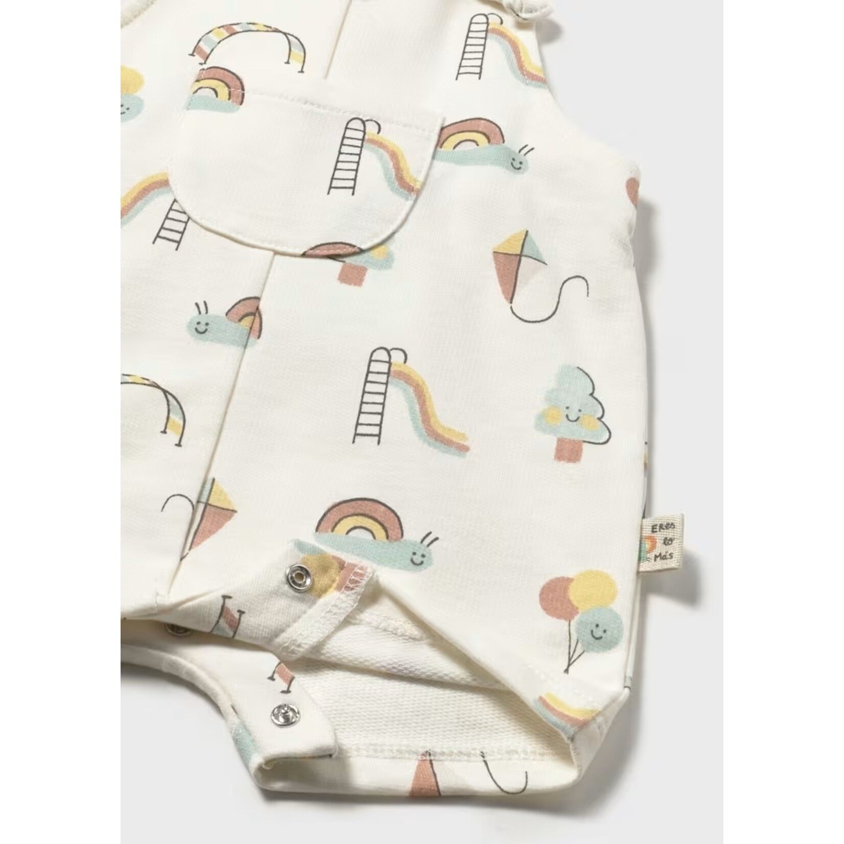 Mayoral MAYORAL - White short overalls with cheerful print 'Eres lo Màs'