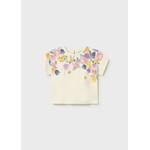 Mayoral MAYORAL - Creamy white short-sleeved T-shirt with flower and bee prints