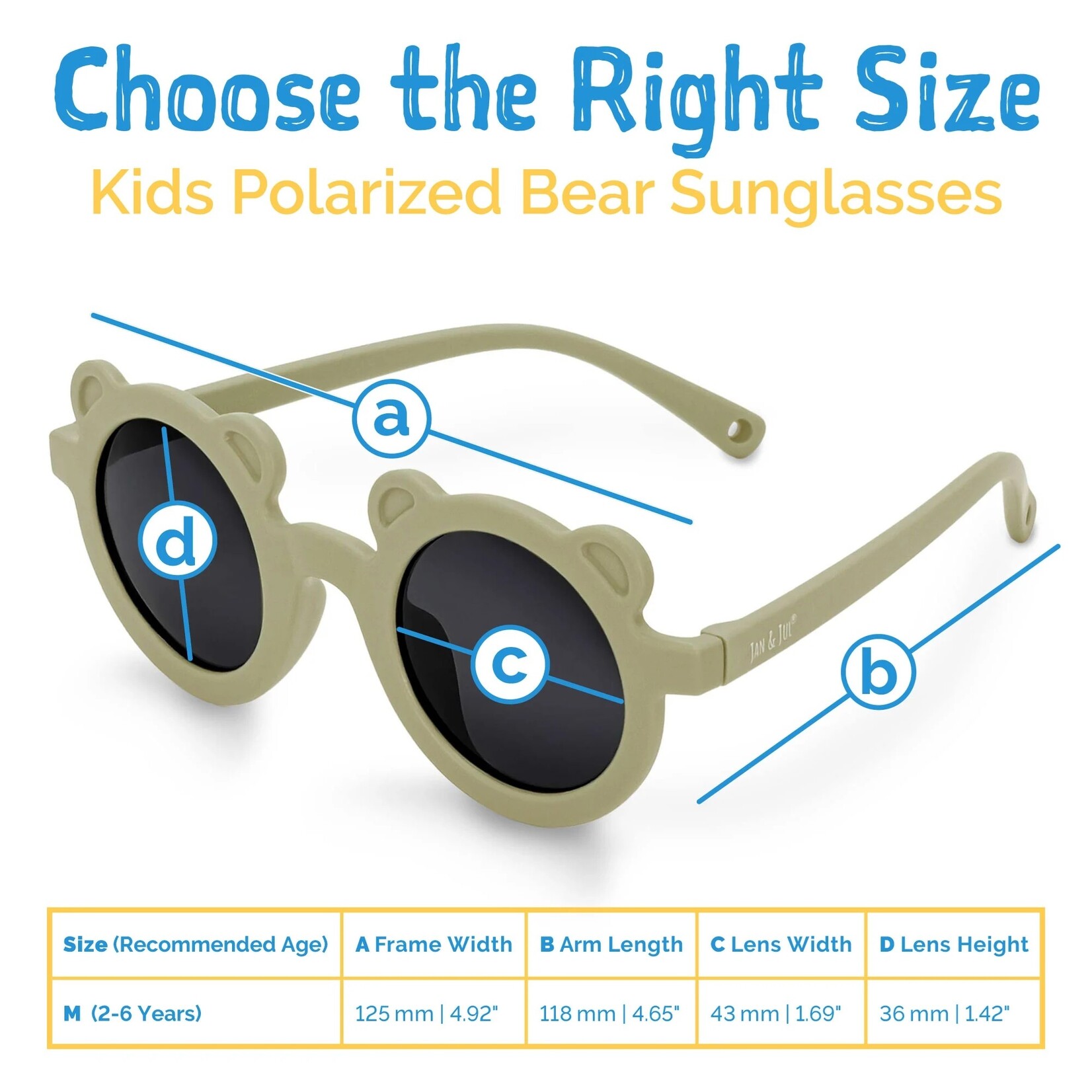 JAN&JUL JAN&JUL - Lunettes de soleil polarisées ours pour enfants - Blanc