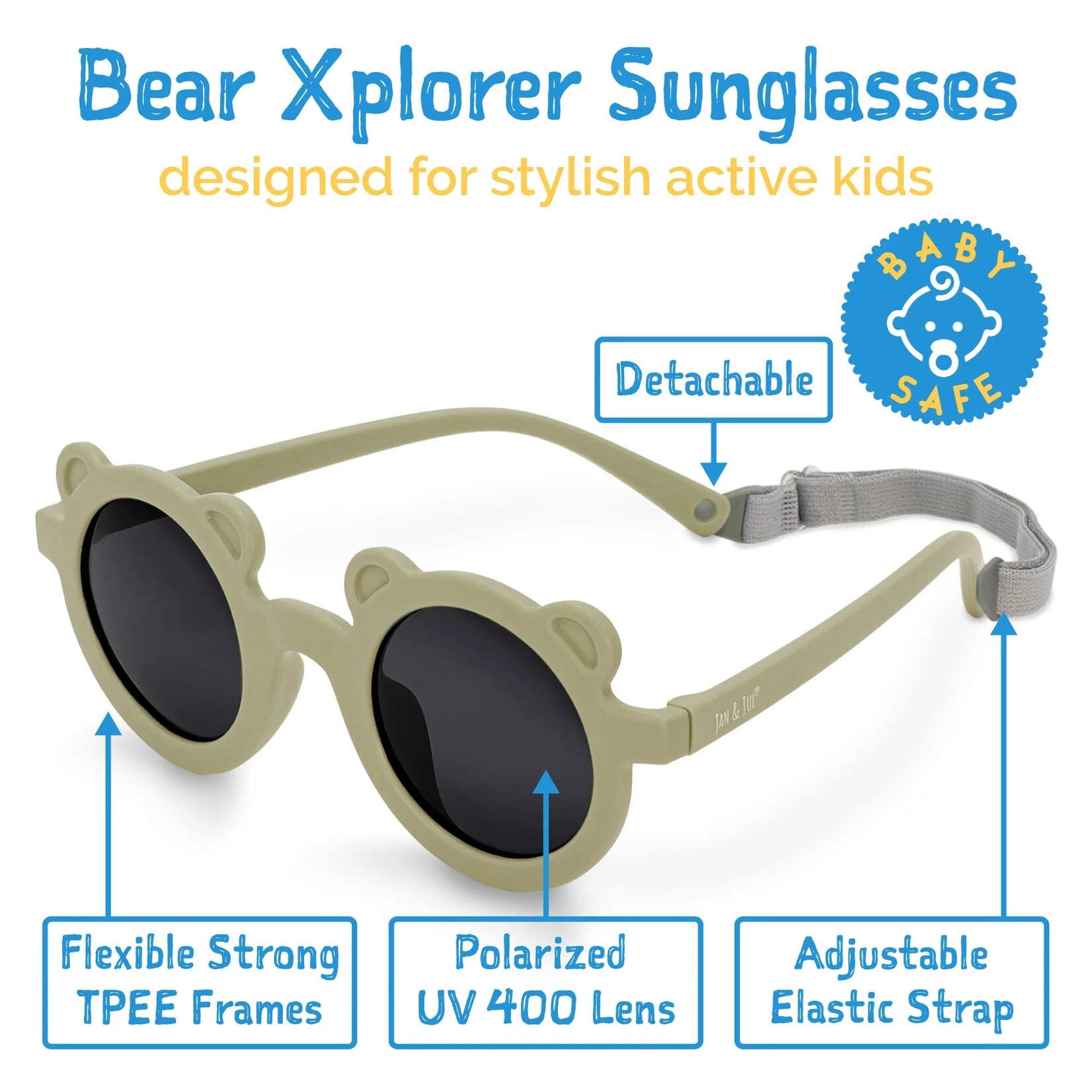 JAN&JUL JAN&JUL - Lunettes de soleil polarisées ours pour enfants - Rose pâle
