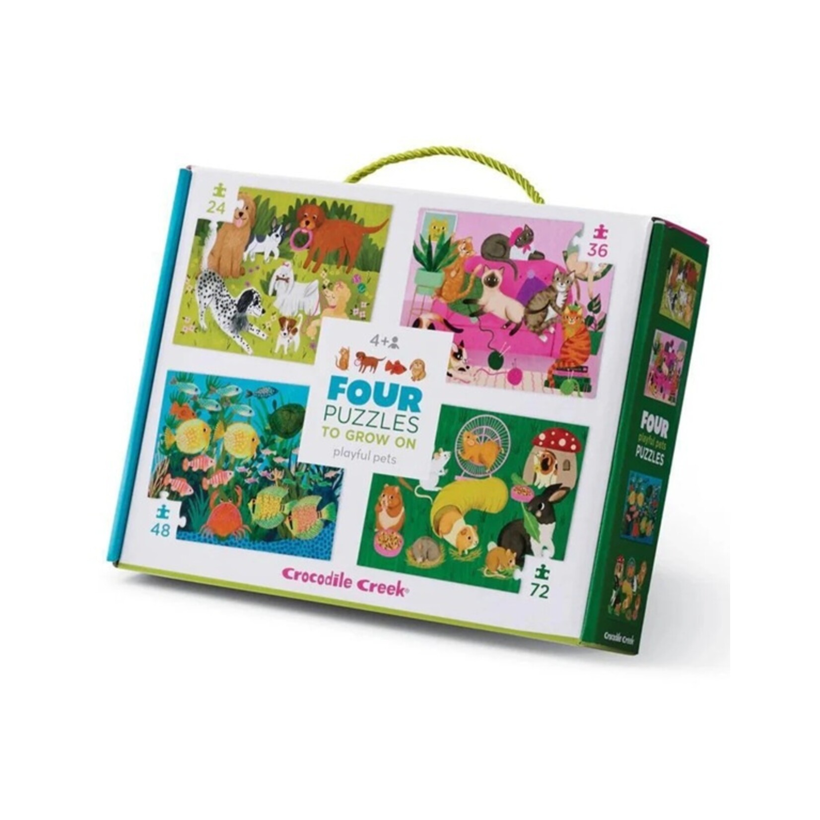 Crocodile Creek CROCODILE CREEK - Ensemble de 4 puzzles de niveaux différents 'Playful pets'