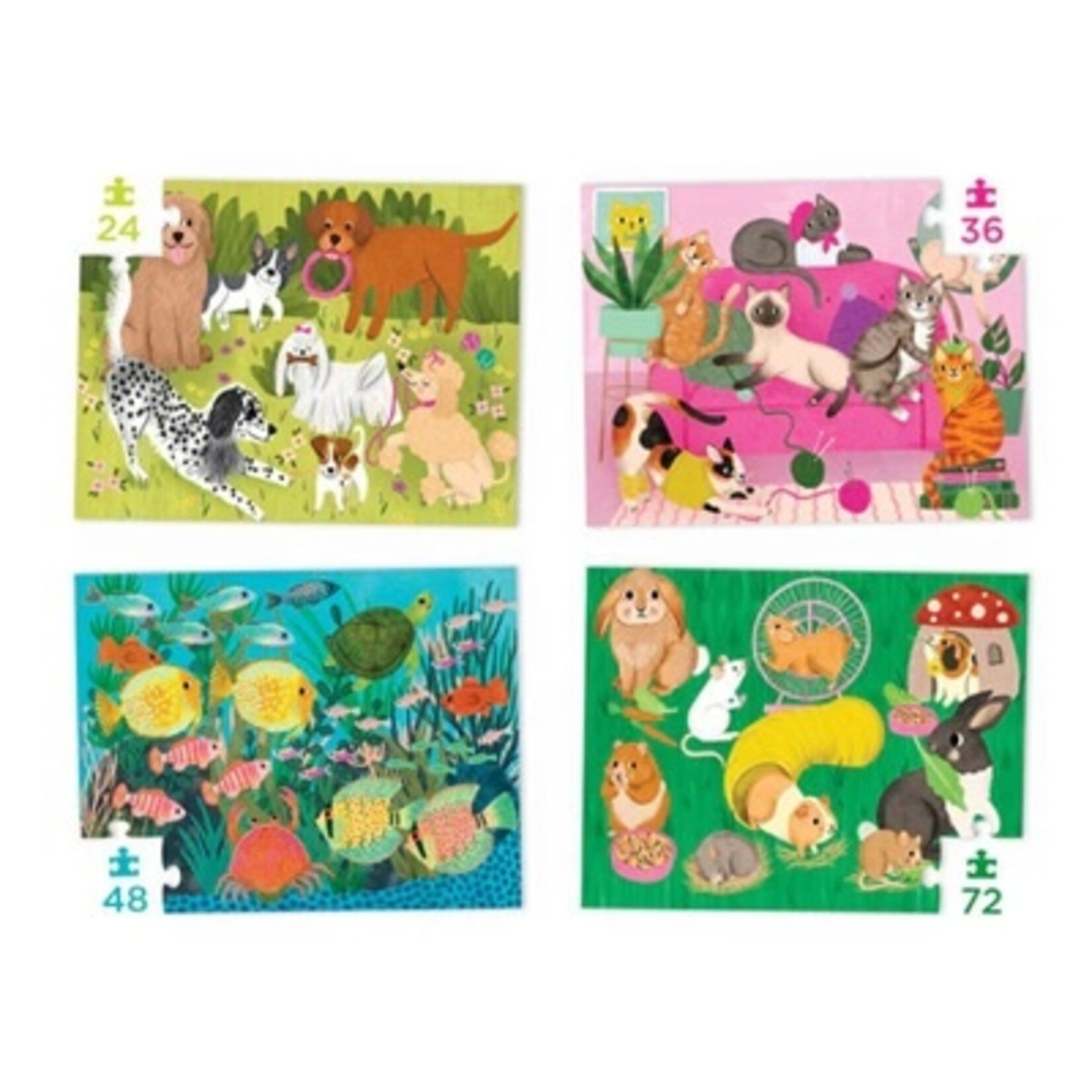 Crocodile Creek CROCODILE CREEK - Set of 4 puzzles of varying difficulty 'Playful pets'