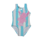 Mandarine & Co. MANDARINE & CO. - One-piece striped bathing suit with lobster print