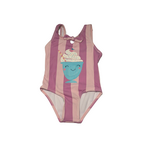 Mandarine & Co. MANDARINE & CO. - Maillot de bain une-pièce ligné rose et fushia avec imprimé coupe de crème glacé