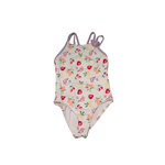 Mandarine & Co. MANDARINE & CO. - One-piece ribbed bathing suit un white with strawberry and flower print.