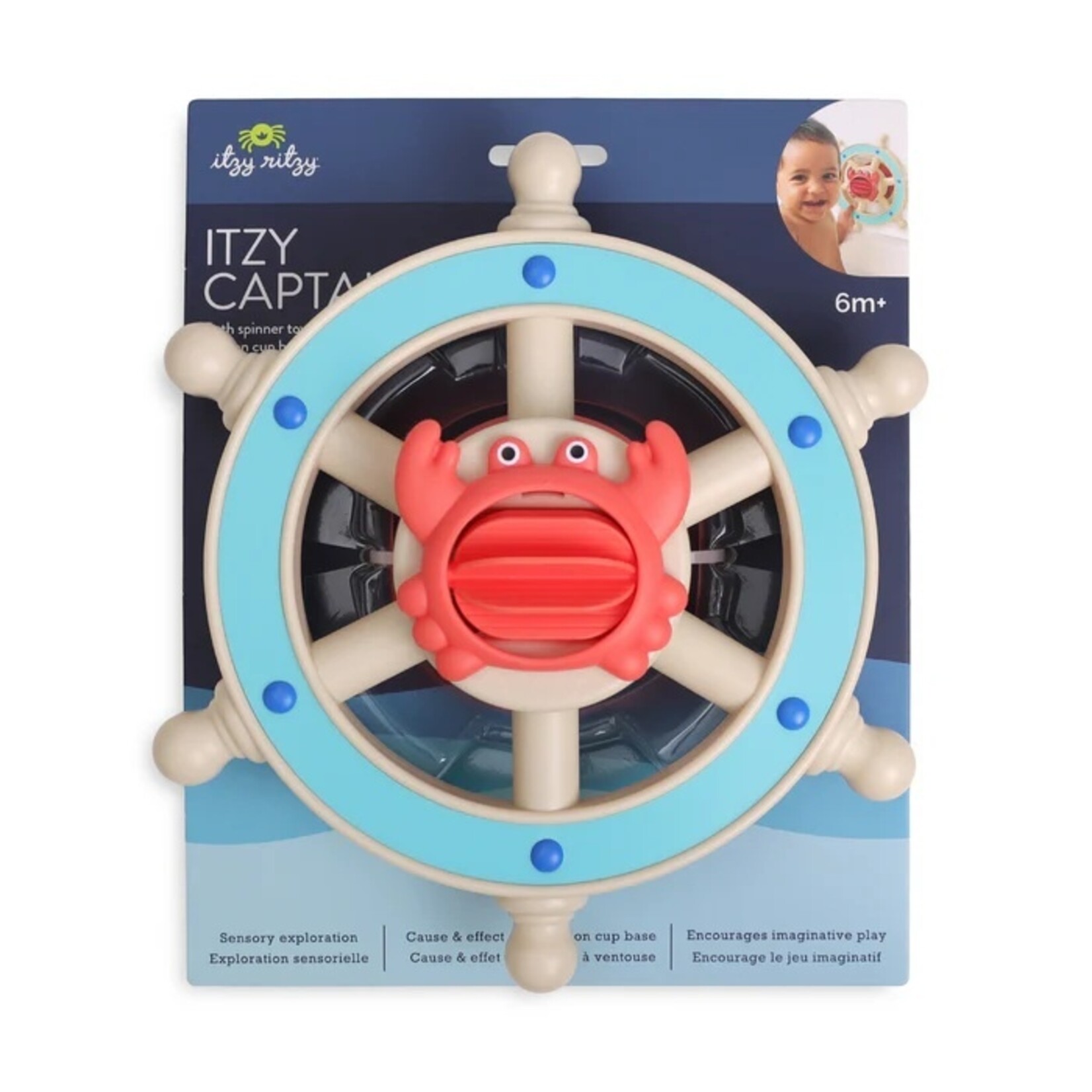 Itzy Ritzy ITZY RITZY - Jouet de bain rotatif crabe avec ventouse - 'Itzy Captain'