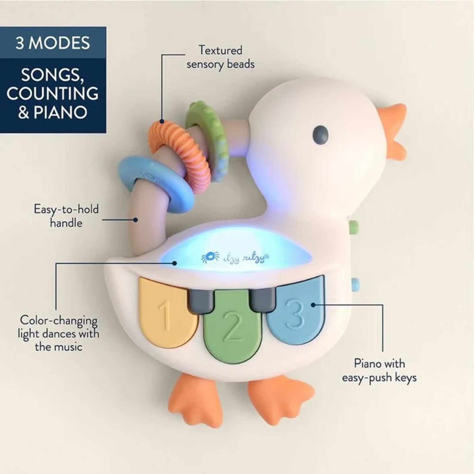 Itzy Ritzy ITZY RITZY - Light-up interactive goose-shaped piano toy - 'Bitzy Tunes'