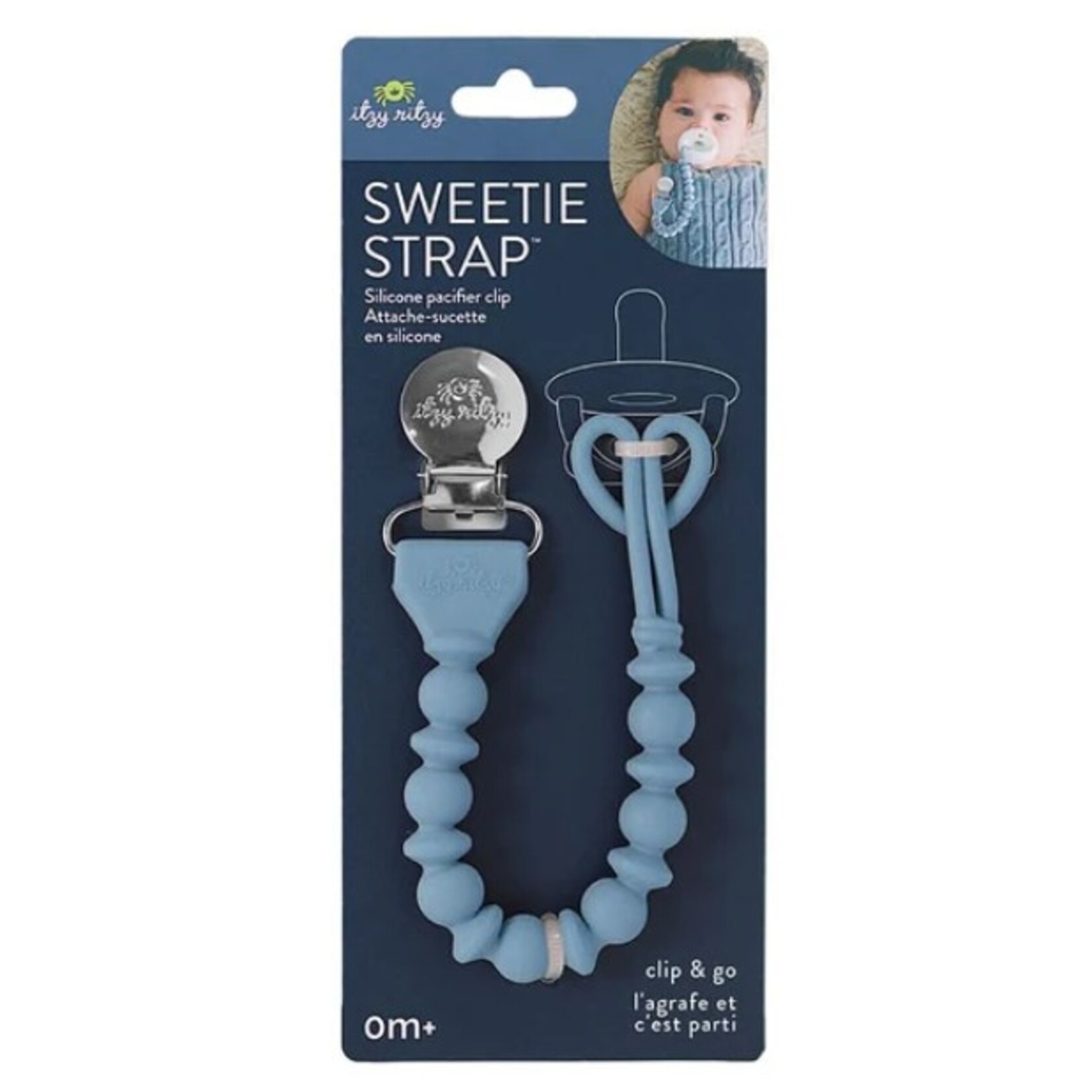 Itzy Ritzy ITZY RITZY - Silicone pacifier clip - Blue - 'Sweetie Strap'