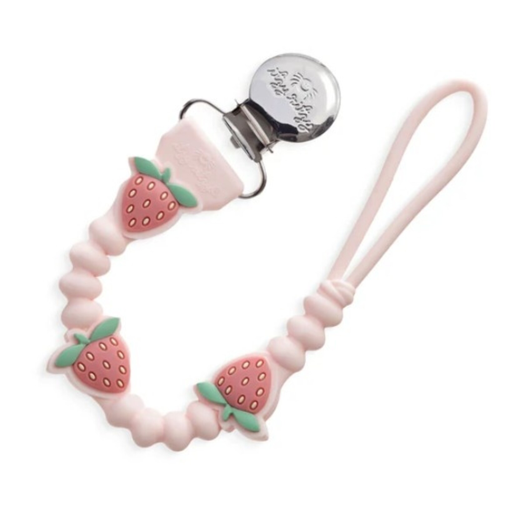 Itzy Ritzy ITZY RITZY - Silicone pacifier clip - Pink with strawberries - 'Sweetie Strap Plus'