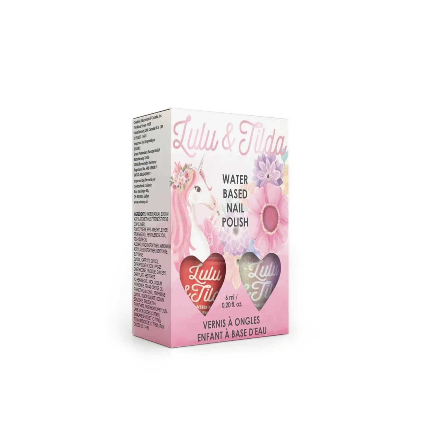Great Pretenders GREAT PRETENDERS - Set of two water-based children's nail polishes 'Lula and Tilda' - 'Somewhere Over The Unicorn'
