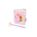 Great Pretenders GREAT PRETENDERS -  Multicolored notebook set with squishy, ​​key lock, and pom-pom pen "Furry Friends" - Pink Unicorn