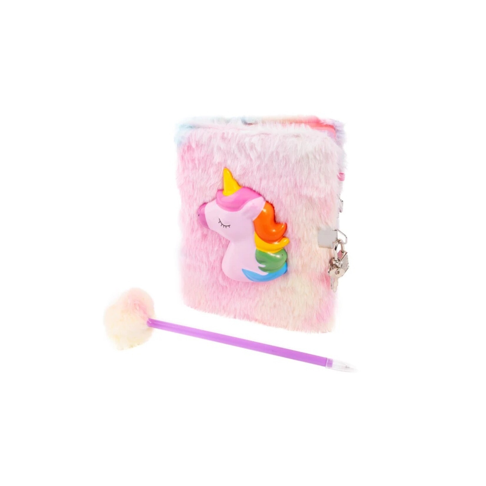 Great Pretenders GREAT PRETENDERS -  Ensemble de carnet multicolore à squishy et cadenas à clé et stylo à pompom « Amis à fourrure » - Licorne rose