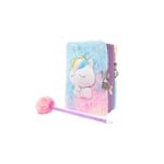 Great Pretenders GREAT PRETENDERS -  Multicolored notebook set with squishy, ​​key lock, and pom-pom pen "Furry Friends" - White Unicorn