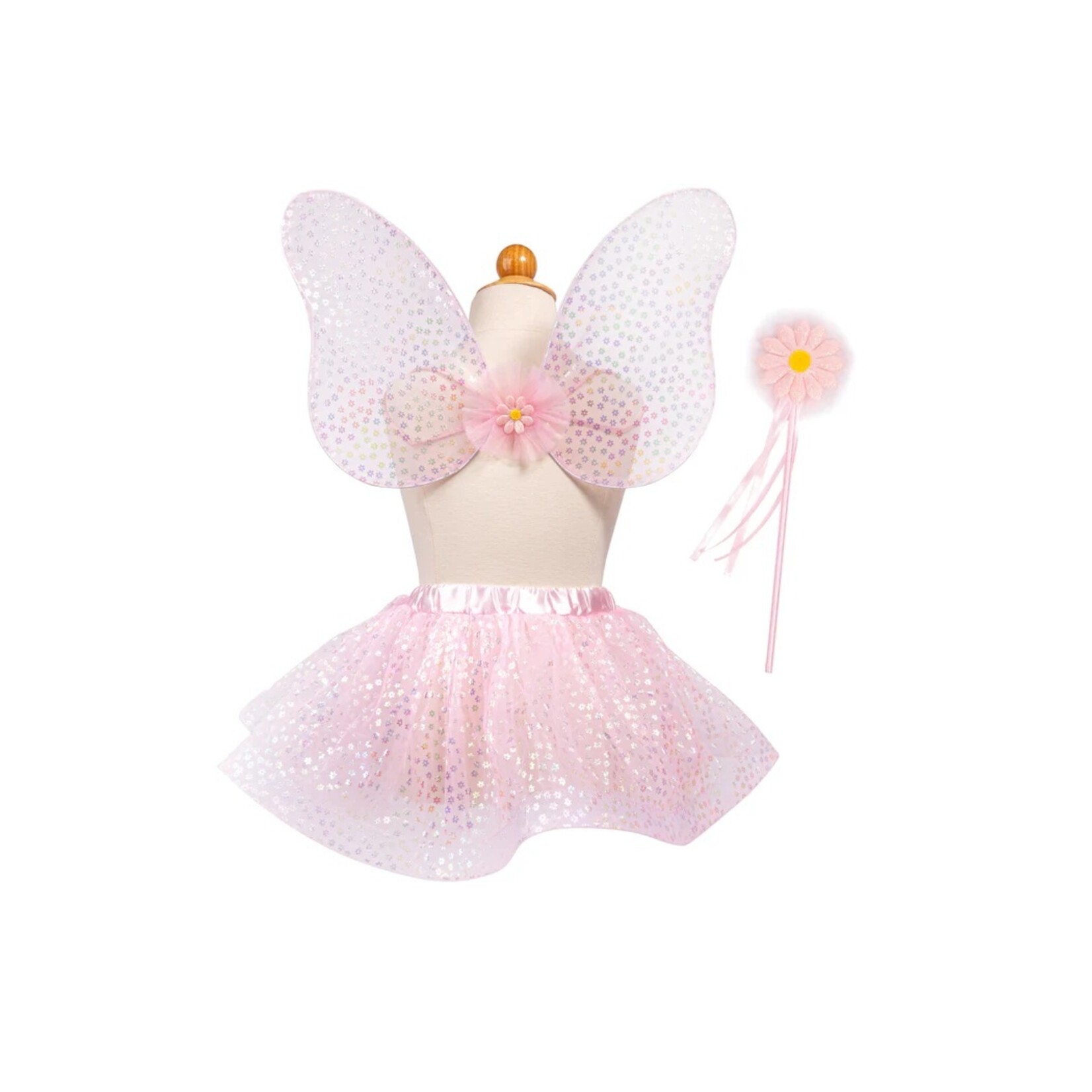 Great Pretenders GREAT PRETENDERS - Ensemble rose d'ailes de fée irisées à motif de fleurs, d'un tutu et d'une baguette 'Crazy for Daisies'