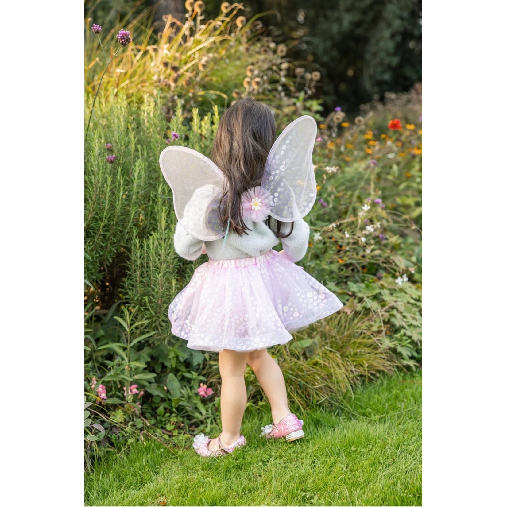 Great Pretenders GREAT PRETENDERS - Iridescent flower-patterned fairy wings, tutu and 'Crazy for Daisies' wand