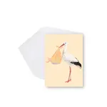 Lili Graffiti LILI GRAFFITI - Mini carte de souhaits illustrée – Cigogne & bébé (Naissance)