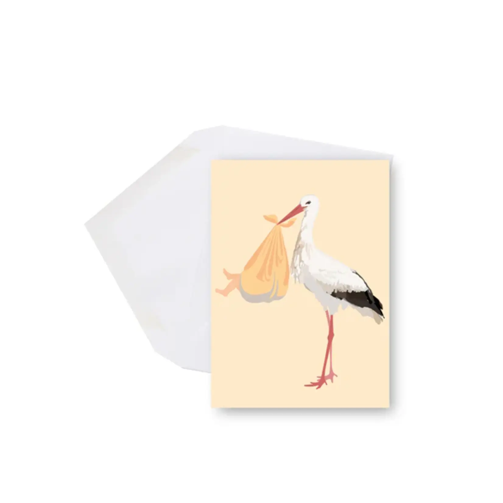 Lili Graffiti LILI GRAFFITI - Mini illustrated greeting card – Stork & baby (Birth)