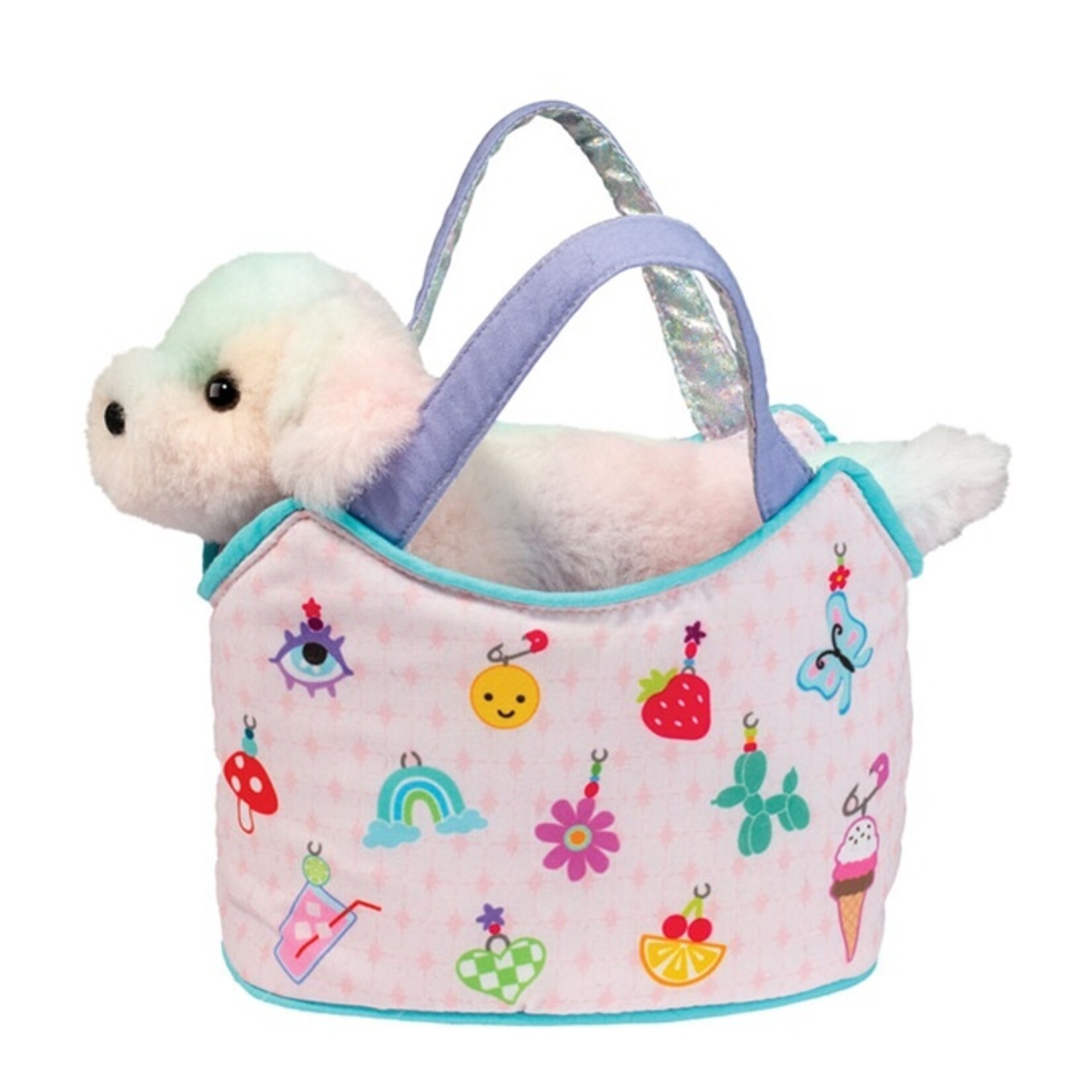 Douglas Cuddle Toys DOUGLAS - Peluche chien multicolore avec sac de transport 'Charmingly Yours Sassy Sak'