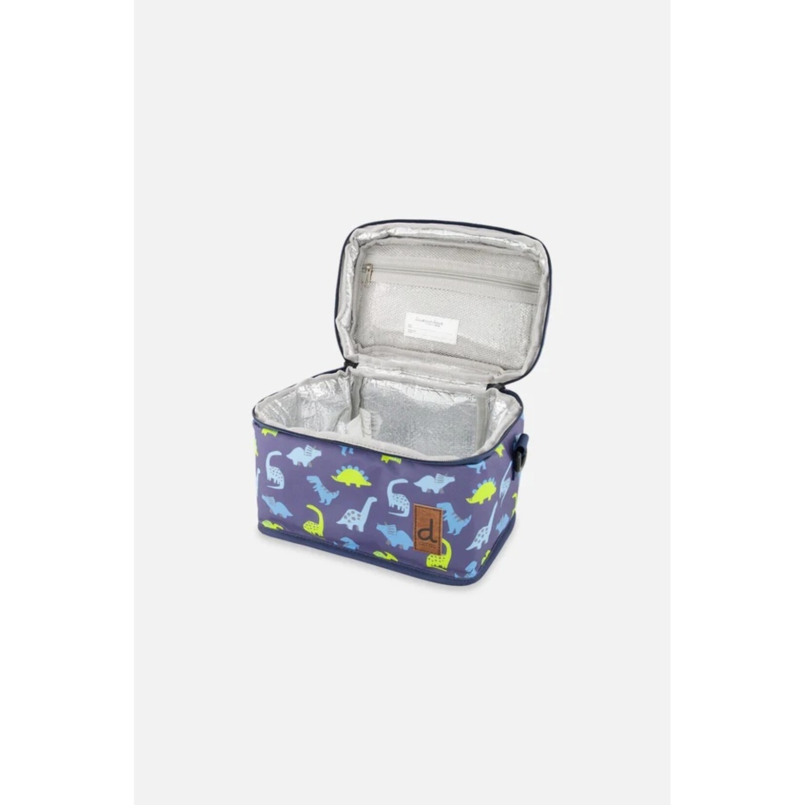 Deux par Deux DEUX PAR DEUX -  Blue lunch box with dinosaur print 'Back to School'