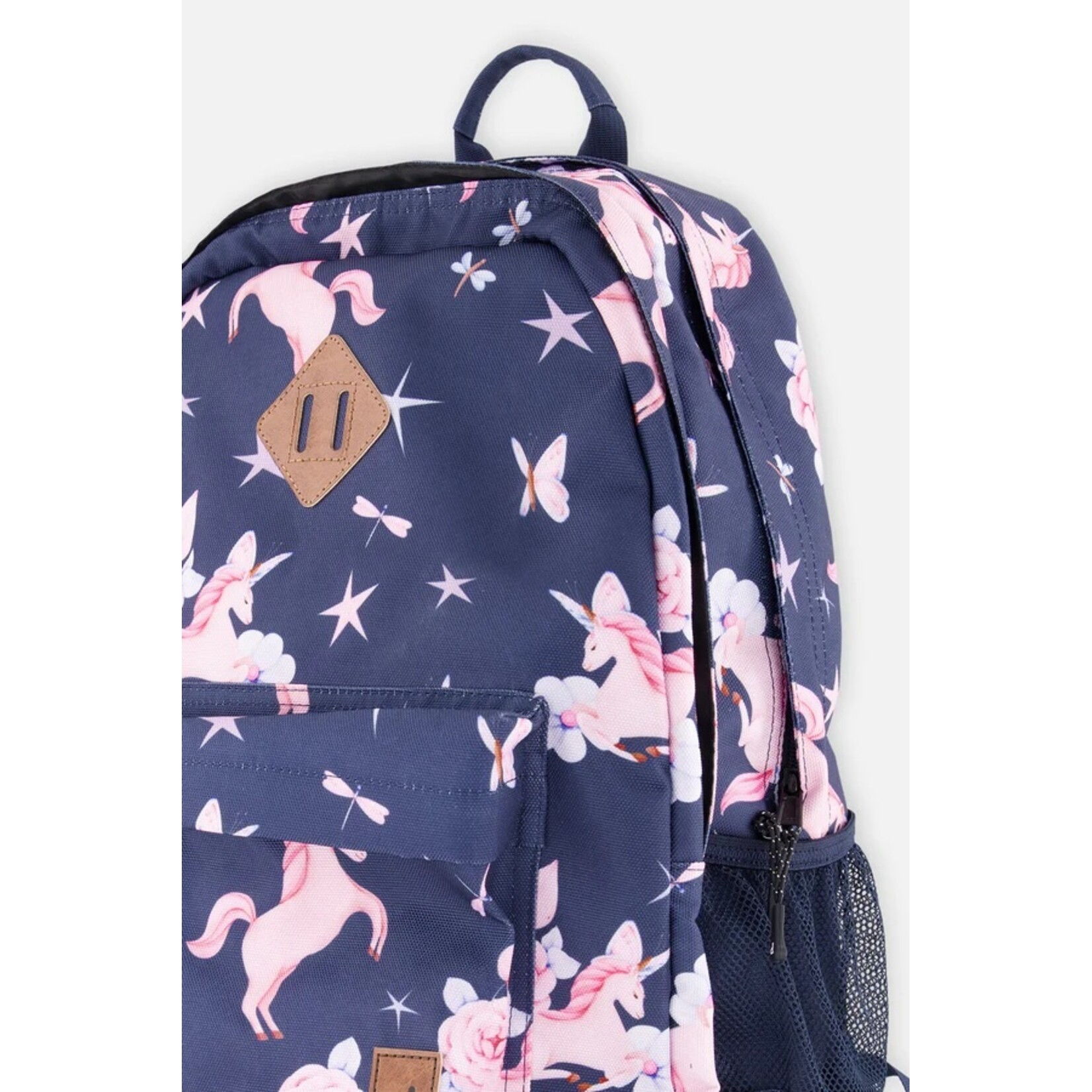 Deux par Deux DEUX PAR DEUX - Navy blue backpack with 'Back to School' unicorn print