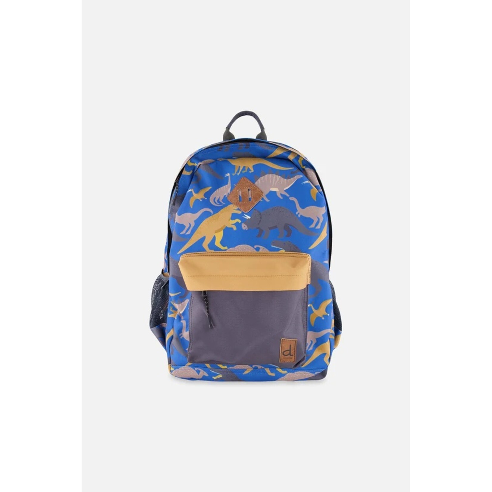 Deux par Deux DEUX PAR DEUX - Blue and brown backpack with 'Back to School' dinosaur print