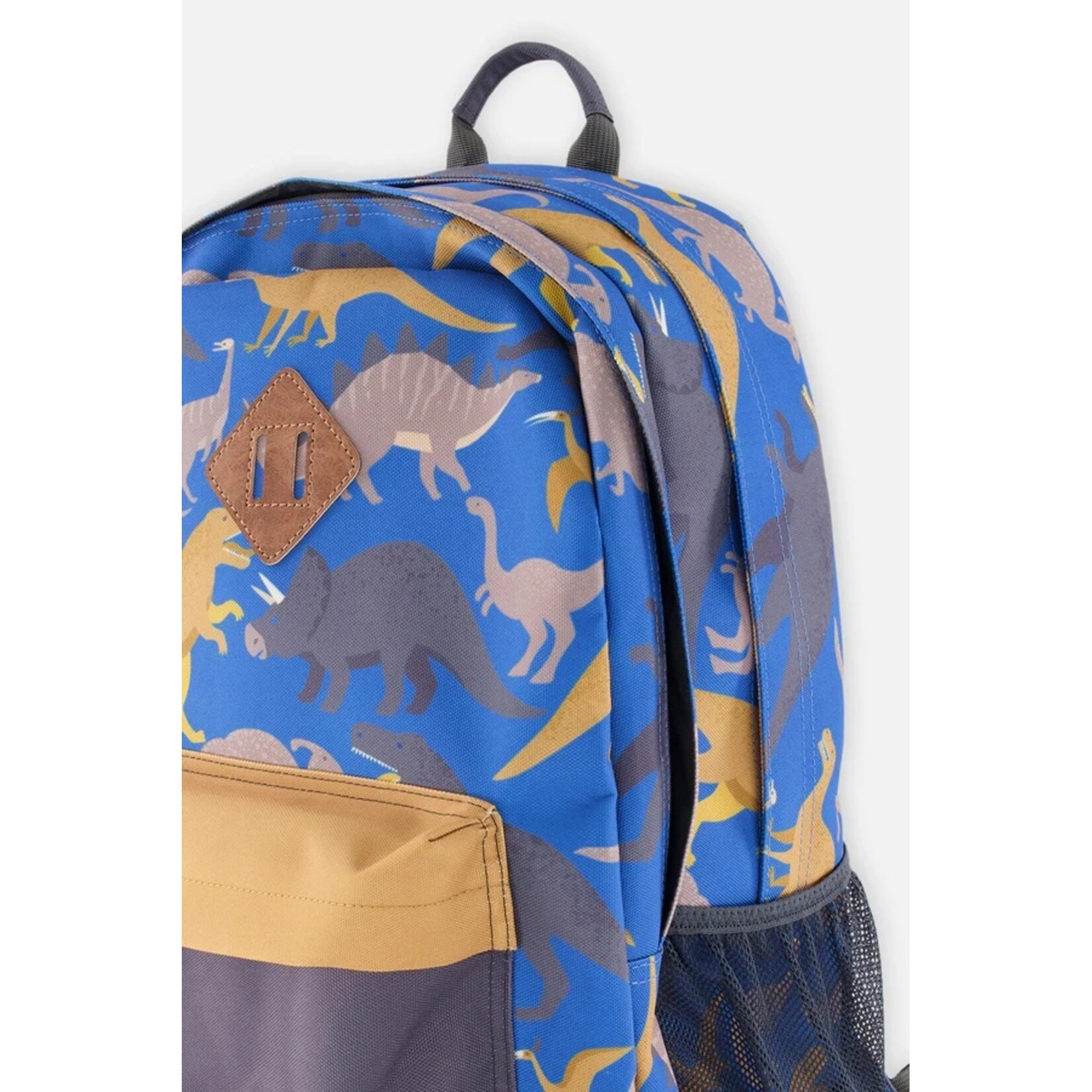 Deux par Deux DEUX PAR DEUX - Blue and brown backpack with 'Back to School' dinosaur print
