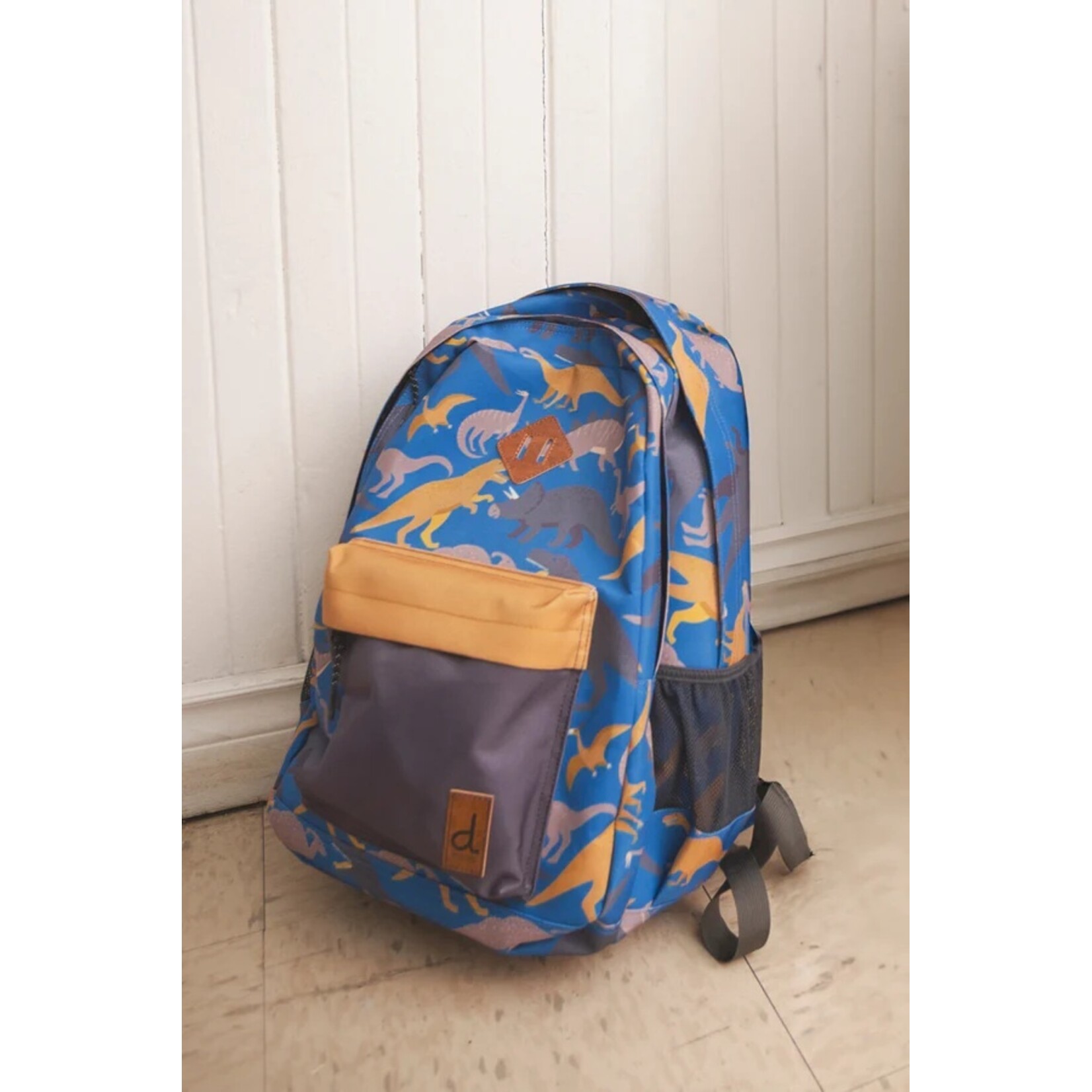 Deux par Deux DEUX PAR DEUX - Sac à dos bleu et brun avec imprimé de dinosaures 'Retour à l'école'