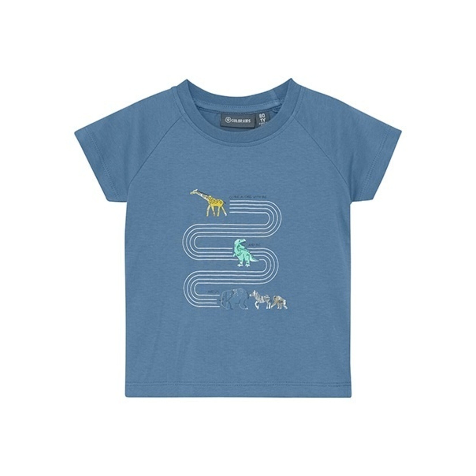 Color Kids COLORKIDS - T-shirt bleu avec imprimé animaux ' Come along with me'