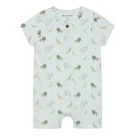 Minymo MINYMO - Turquoise romper with safari animal print