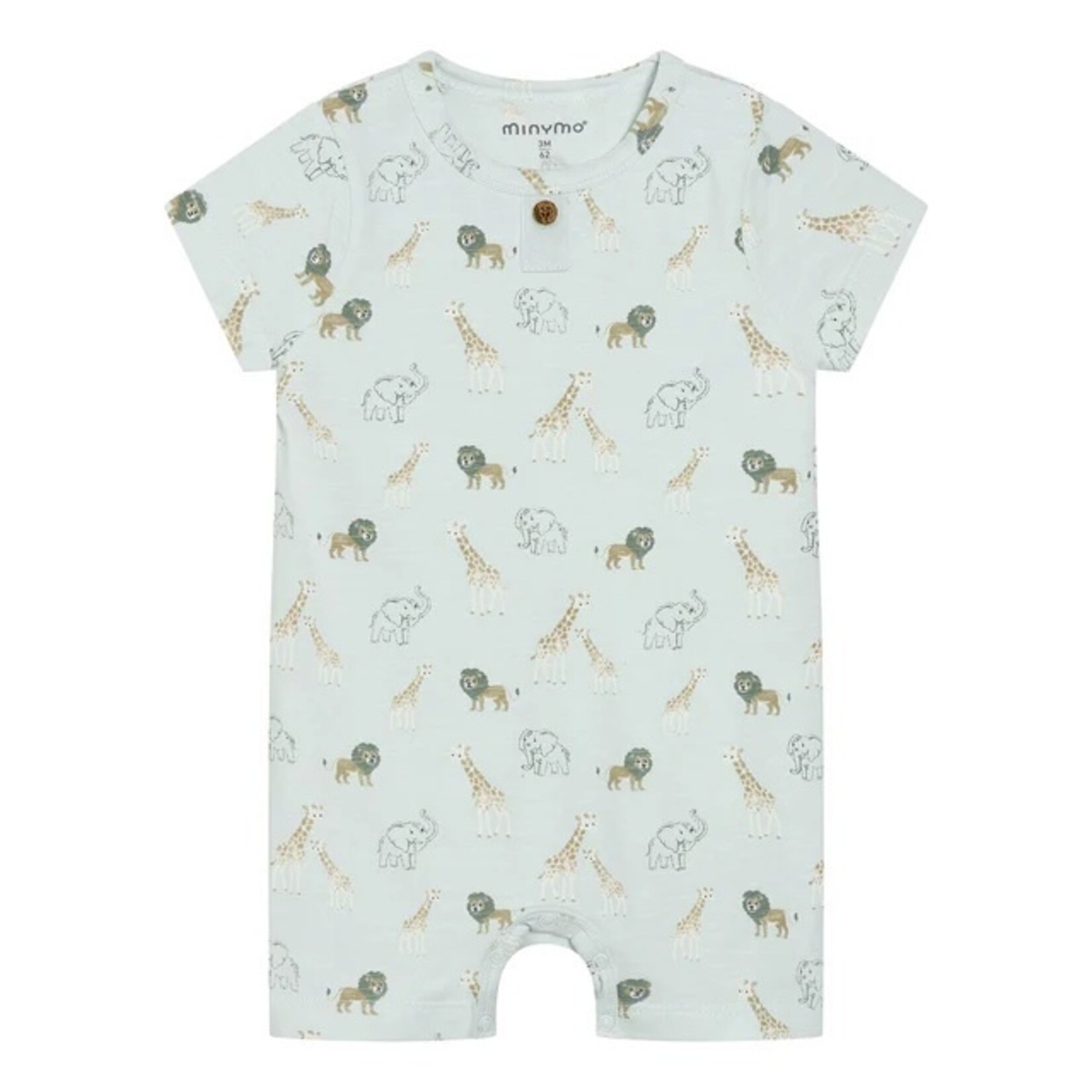 Minymo MINYMO - Turquoise romper with safari animal print