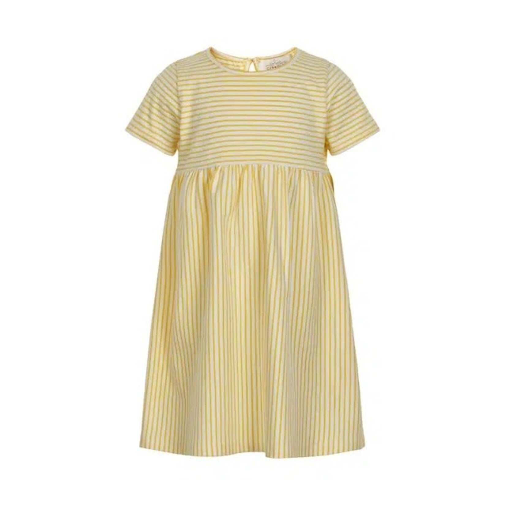 CREAMIE - Robe blanche à rayures jaunes et manches courtes 18m
