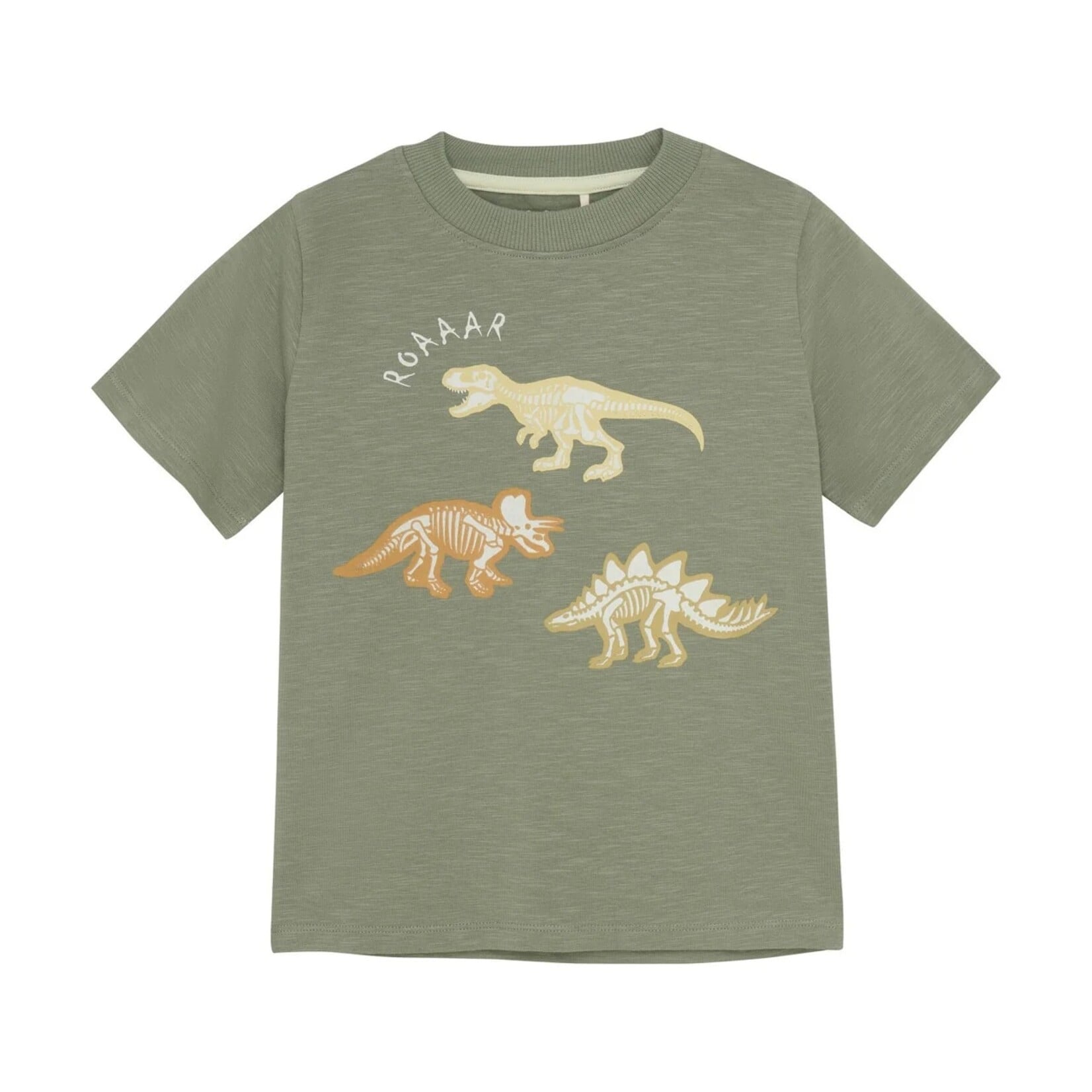Minymo MINYMO - Green T-shirt with dinosaur skeleton print 18m