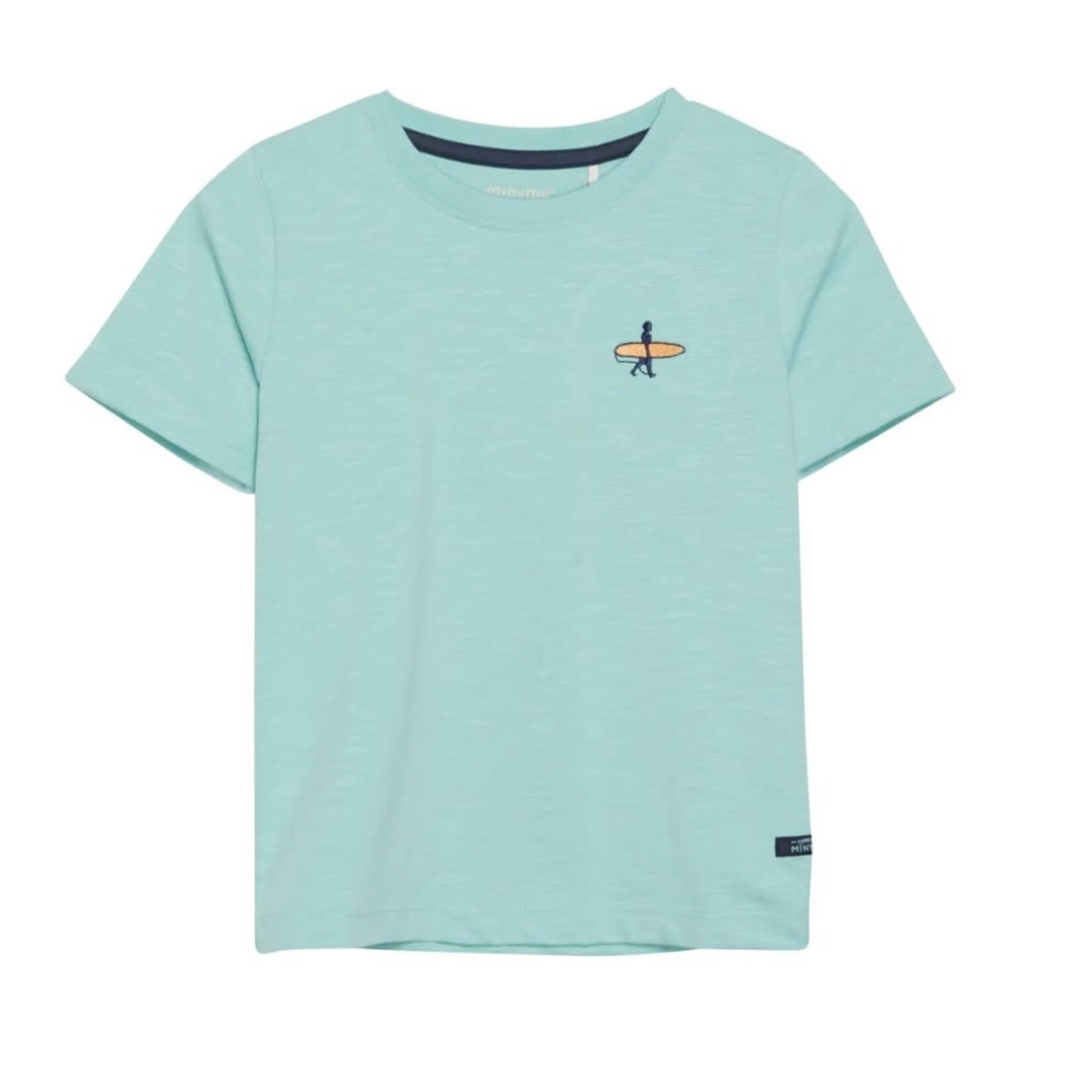 Minymo MINYMO - T-shirt à manches courtes turquoise avec broderie de surfeur à la poitrine