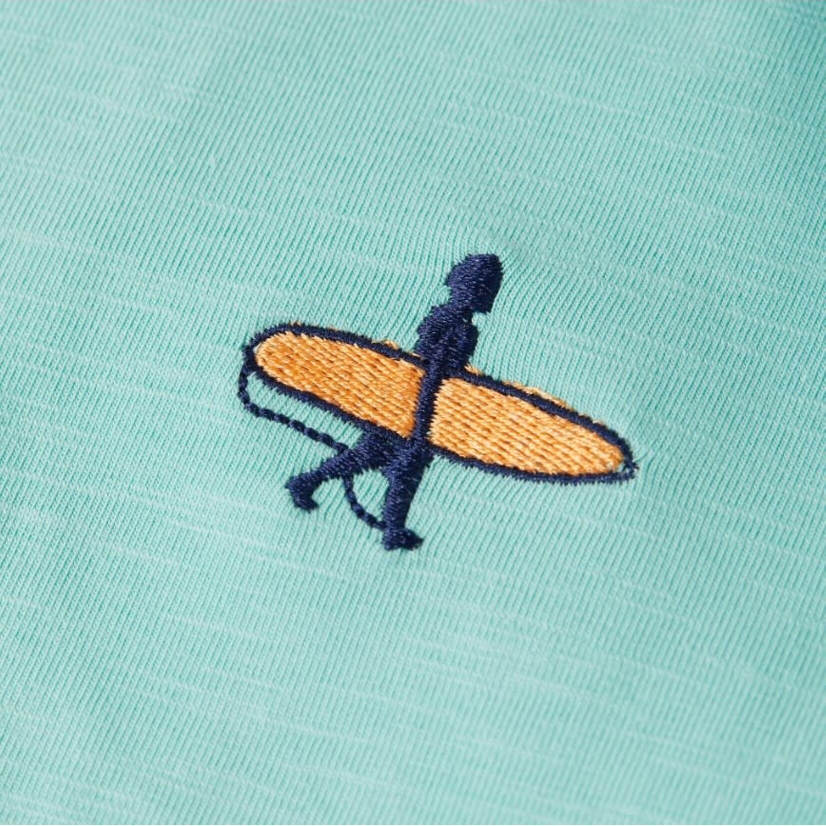 Minymo MINYMO - Turquoise short-sleeved T-shirt with surfer embroidery on the chest