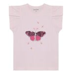 Minymo MINYMO - Pink T-shirt with ruffled sleeves and sequined butterflies 6y