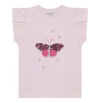 Minymo MINYMO - T-shirt rose avec manches a volants et papillons en paillettes 6ans