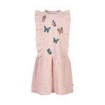 Minymo MINYMO - Pink dress with flutter sleeves and a butterfly print