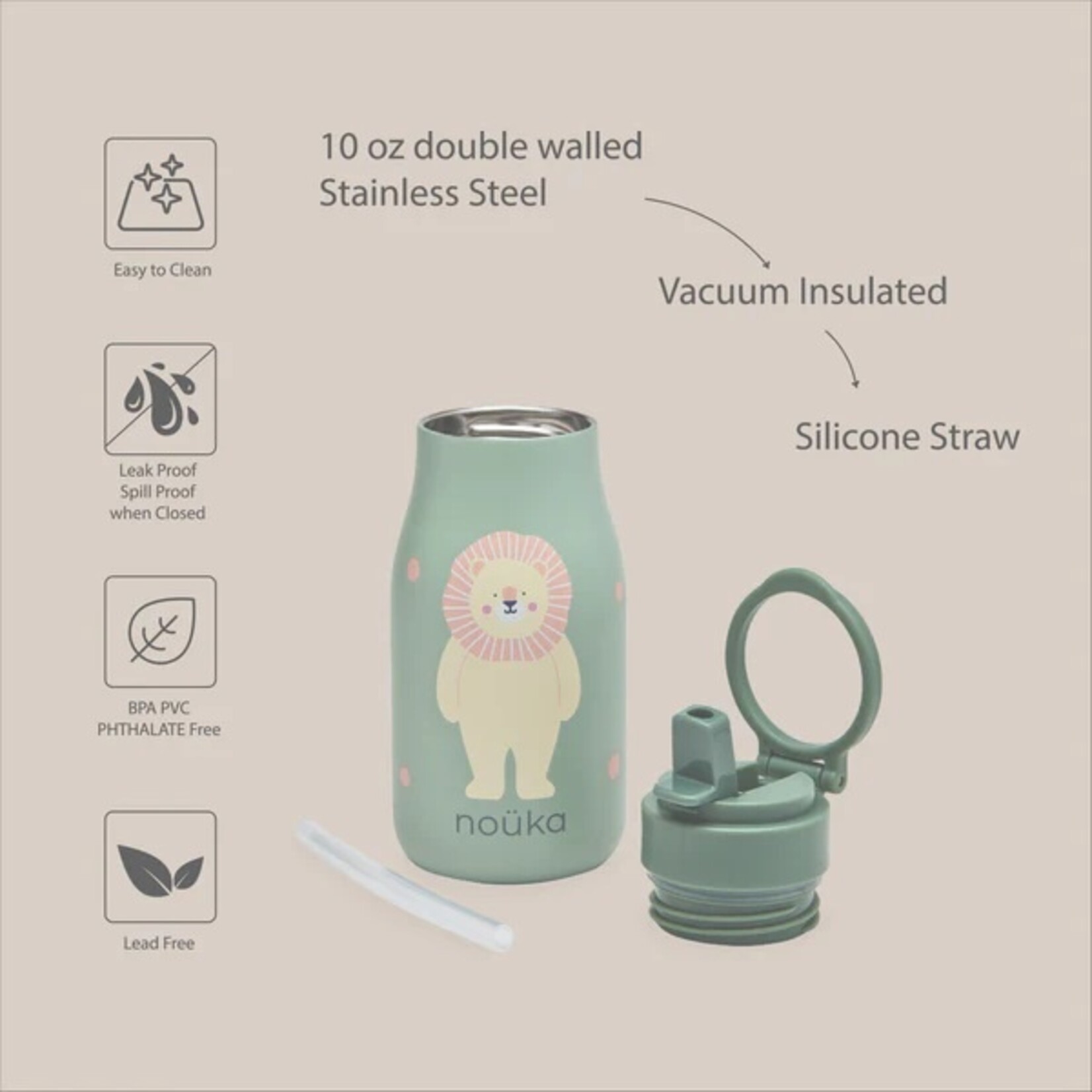 Noüka NOÜKA - Gourde en acider inoxydable 10 Oz - Fleur la ballerine