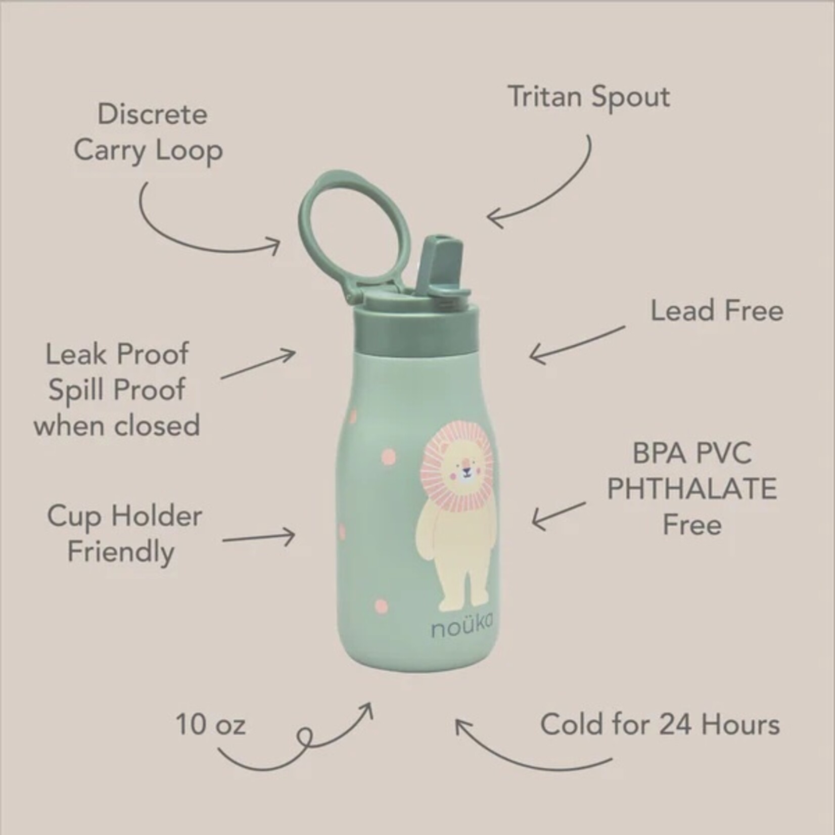 Noüka NOÜKA - Gourde en acider inoxydable 10 Oz - Fleur la ballerine