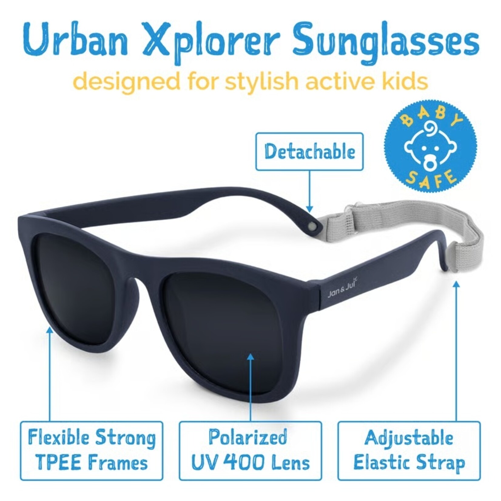 JAN&JUL JAN&JUL - Lunettes de soleil polarisées urbaines pour enfants - Bleu marine foncé