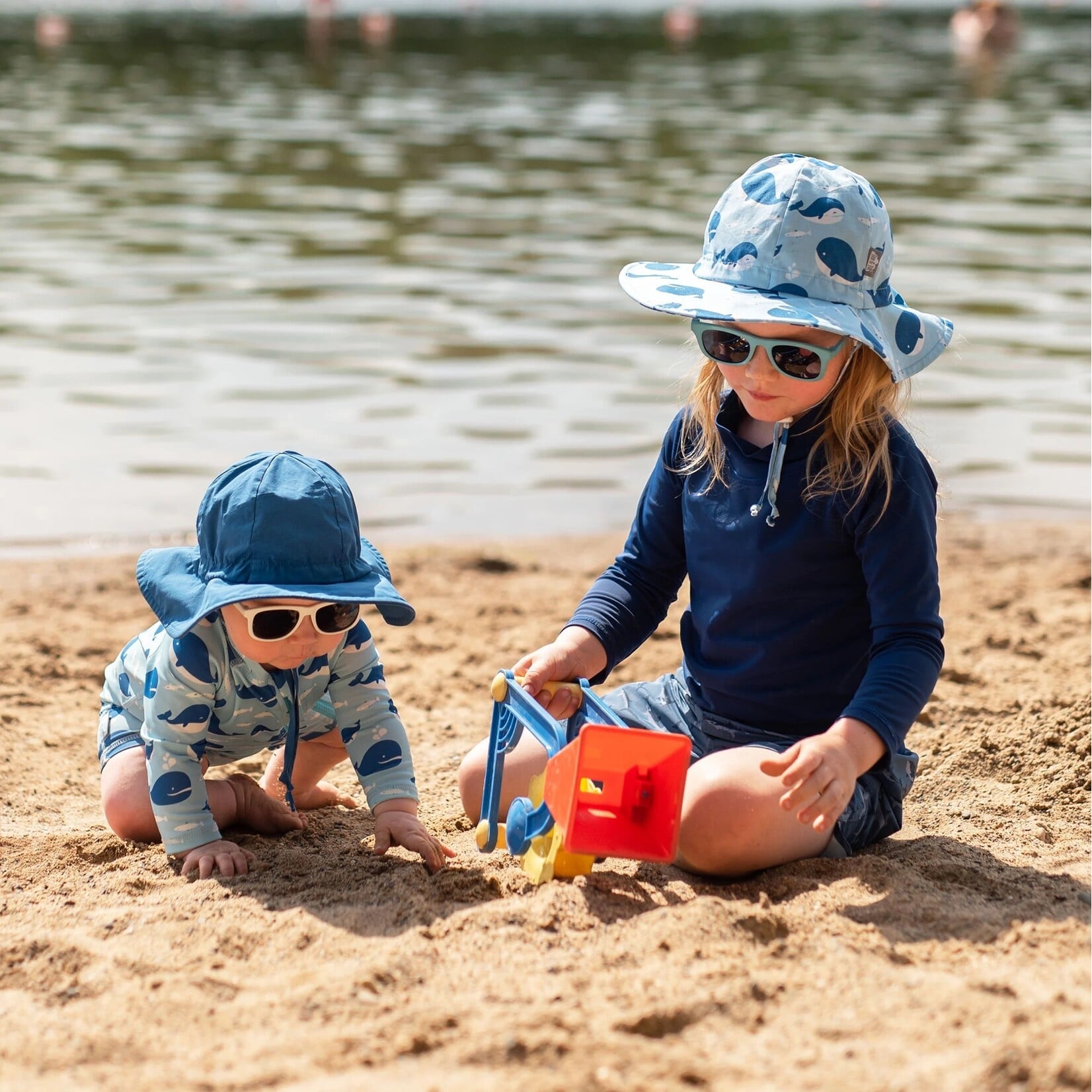 JAN&JUL JAN&JUL - Soft cotton summer hat - Blue Whale