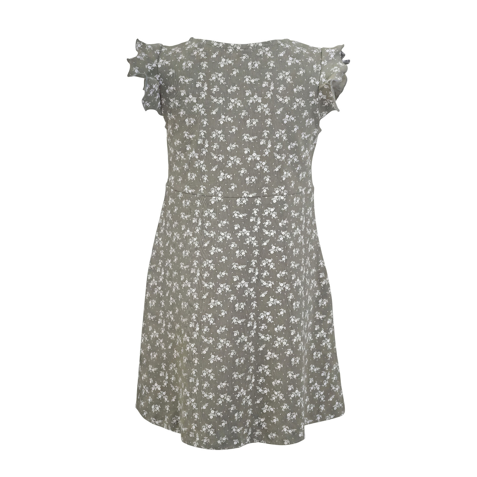 Mandarine & Co. MANDARINE & CO. - Robe à manches en volant vert sauge avec fleurs blanches