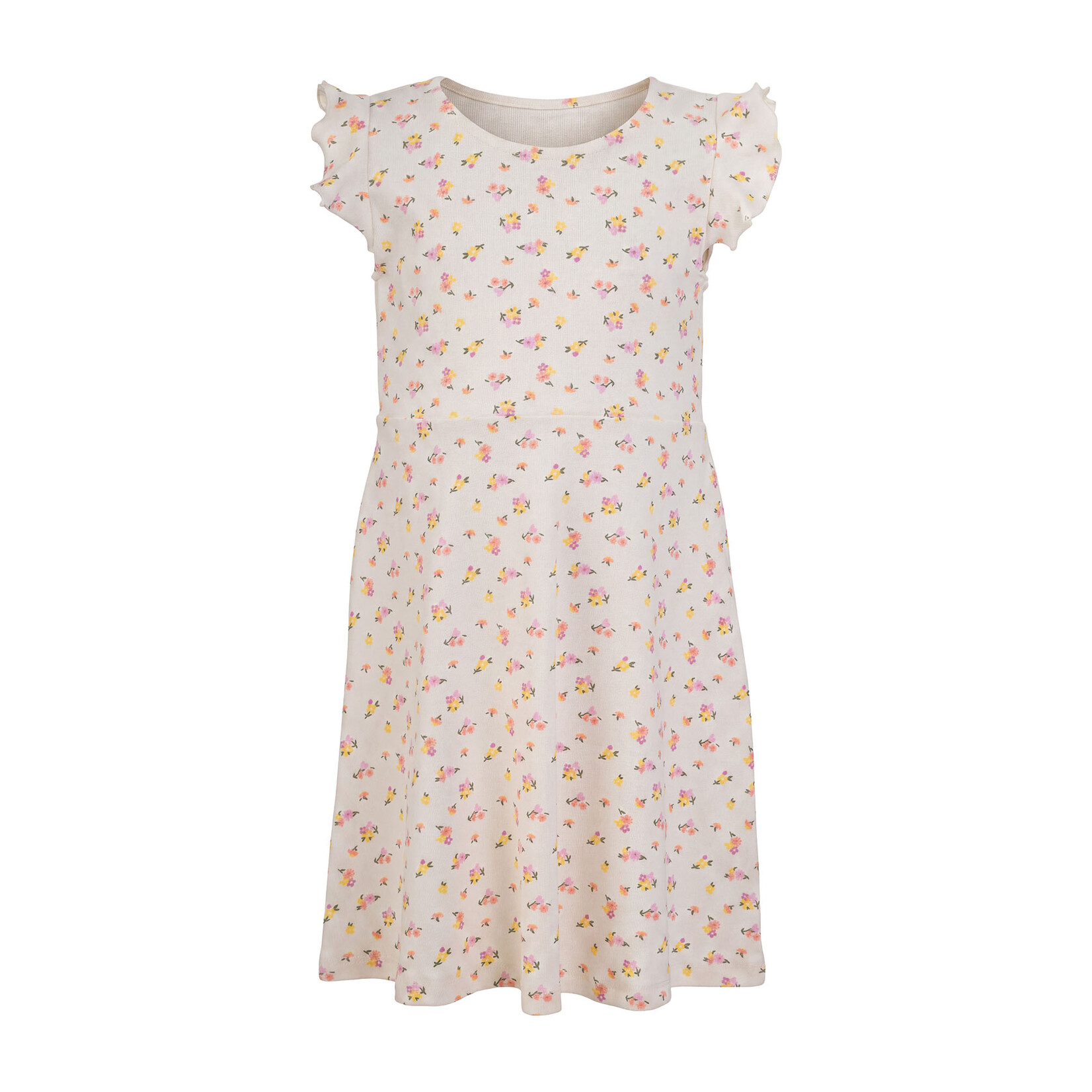 Mandarine & Co. MANDARINE & CO. - Robe à manches en volant blanche avec fleurs colorés