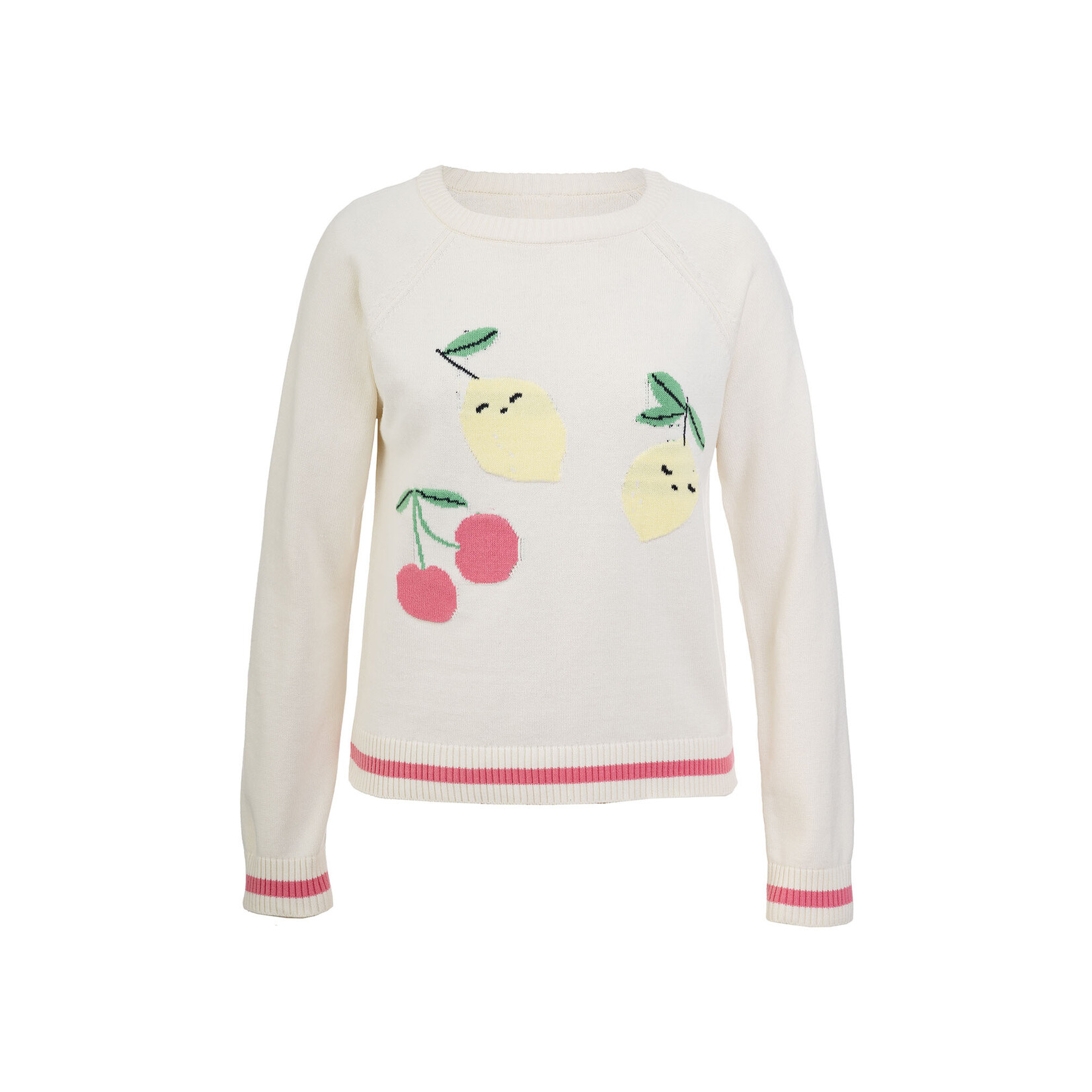 Mandarine & Co. MANDARINE & CO. - Cream knit-style sweater with lemon and cherry pattern