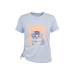 Mandarine & Co. MANDARINE & CO. - T-shirt bleu ciel avec imprimé d'une photo d'un chaton 'Ballad blue'