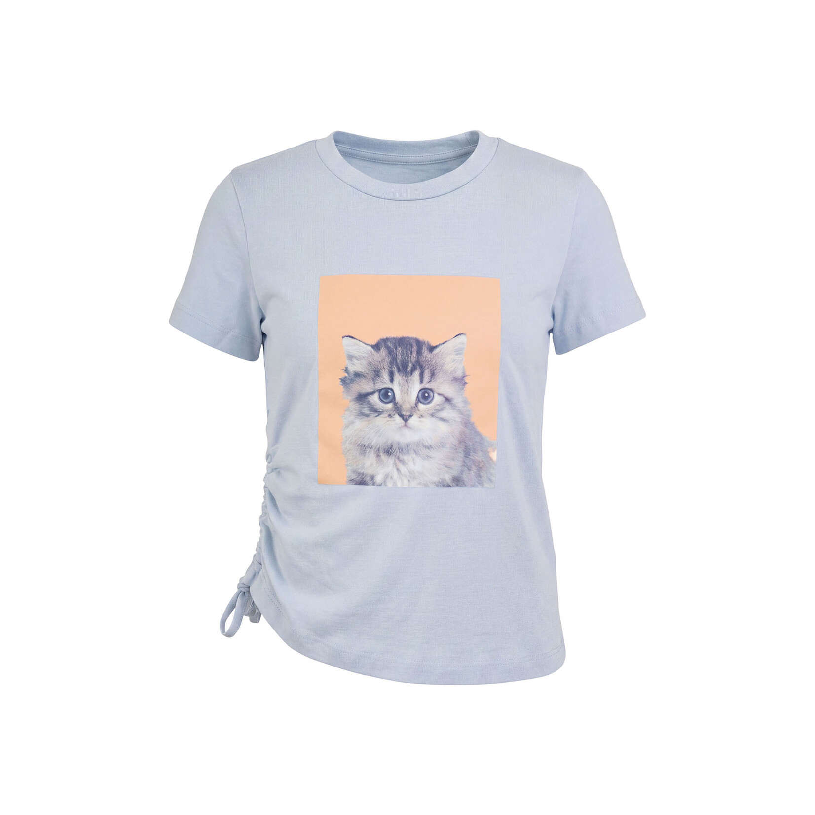 Mandarine & Co. MANDARINE & CO. - T-shirt bleu ciel avec imprimé d'une photo d'un chaton 'Ballad blue'